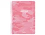 Liderpapel - Agenda Escolar 2026-2027 Military, A5+, Semana Vista, Espiral, Interior Bilingüe (Español/Inglés), Tapa Dura, Color Rosa, Papel FSC 80g