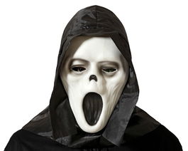 Máscara Blanca Asesino Con Capucha Polipropileno Halloween Terror Fantasma