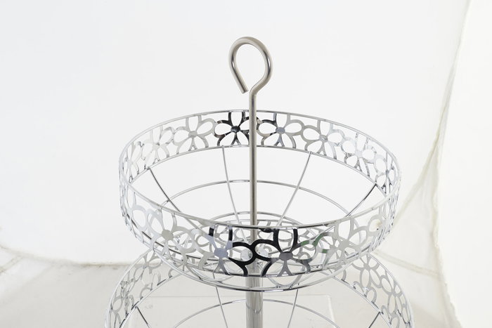 DKD Home Decor Frutero Metal Margaritas Cromado Plateado de 2 Niveles DKD Home Decor Frutero Metal Margaritas Cromado Plateado de 2 Niveles