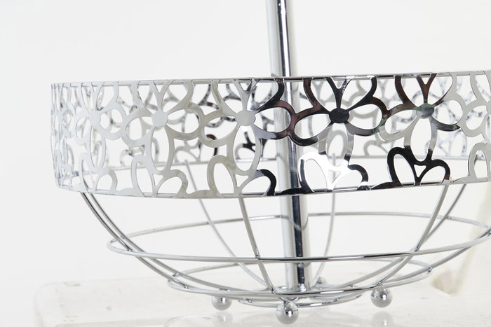 DKD Home Decor Frutero Metal Margaritas Cromado Plateado de 2 Niveles DKD Home Decor Frutero Metal Margaritas Cromado Plateado de 2 Niveles