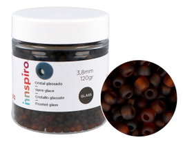 Innspiro Rocalla de Vidrio Redonda Glaseado Marrón 3,8mm 120g