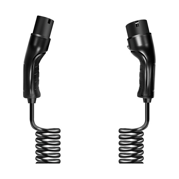 LogiLink Cable de carga para vehículo eléctrico Tipo 2 espiral 11kW 5m Negro + Bolsa