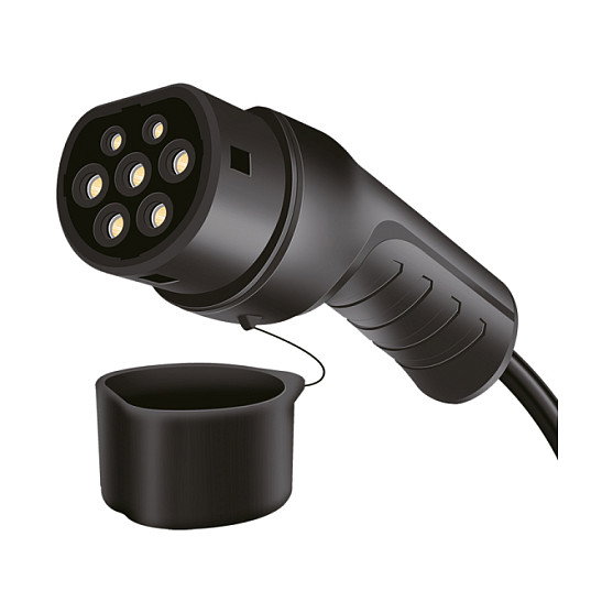 LogiLink Cable de carga para vehículo eléctrico Tipo 2 espiral 11kW 5m Negro + Bolsa