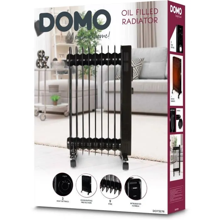 Domo Radiador de aceite DO7327R 2000 W Negro