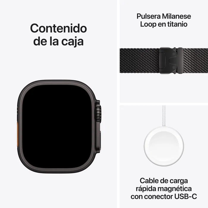 Apple watch ultra 3 gps + cellular 49mm black titanium case with black titanium milanese loop - small