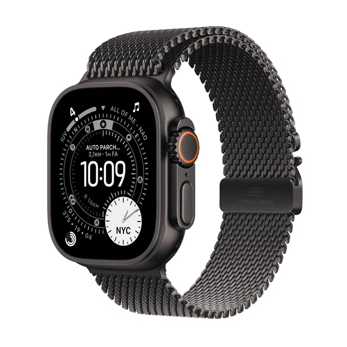 Apple watch ultra 3 gps + cellular 49mm black titanium case with black titanium milanese loop - small