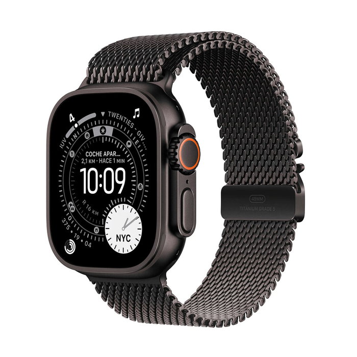 Apple Watch Ultra 3 con caja de titanio negro de 49 mm y correa Milanese Loop negra Apple Watch Ultra 3 con caja de titanio negro de 49 mm y correa Milanese Loop negra