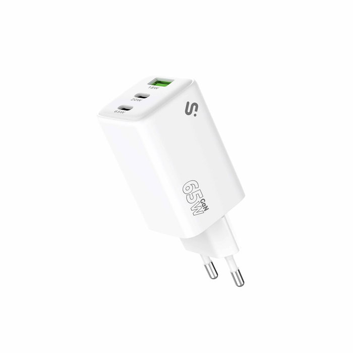 Subblim Cargador GaN 65W USB-C + USB-C + USB-A Blanco Subblim Cargador GaN 65W USB-C + USB-C + USB-A Blanco