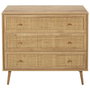 Home Deco Factory Cómoda Natural 3 Cajones Madera Ratán 90x39x79 cm