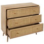 Home Deco Factory Cómoda Natural 3 Cajones Madera Ratán 90x39x79 cm