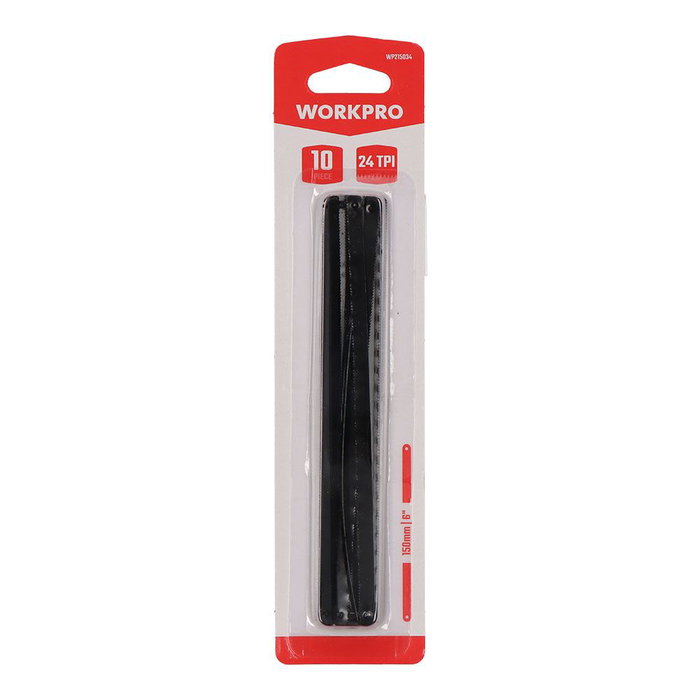 Workpro Hoja de sierra mini 150 mm Acero al carbono para Metal 10 uds 24 tpi 6"