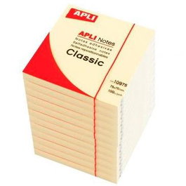 Apli Bloc Notas Adhesivas Classic Reposicionables 100H 75x75 mm Amarillo Pack 12 Unidades