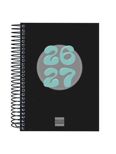 Finocam Agenda Cool para Estudiantes Espiral Negro Curso 2026-2027 120x164mm