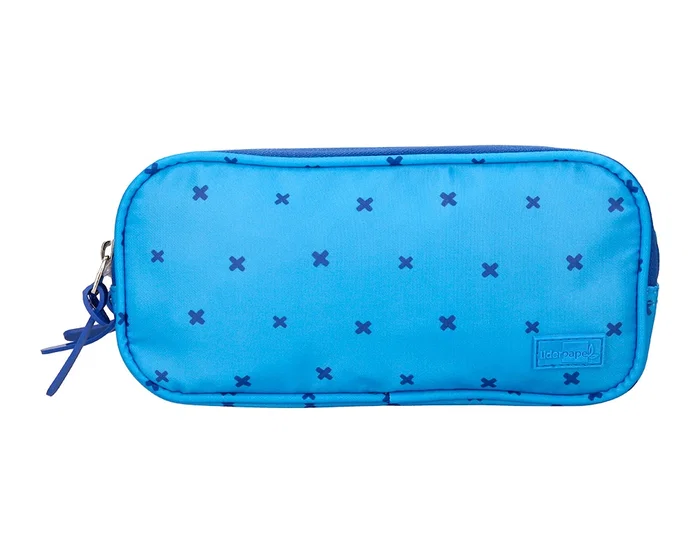 Liderpapel Estuche Portatodo Multibolsillo 3 Cremalleras Azul Cruces A Juego Con Mochila