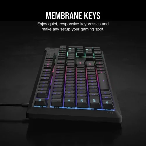 Corsair CH-9226C65-ES Teclado K55 CORE Negro para Gaming con Interruptores de Membrana Silenciosos y Retroiluminación RGB de 10 Zonas, Español