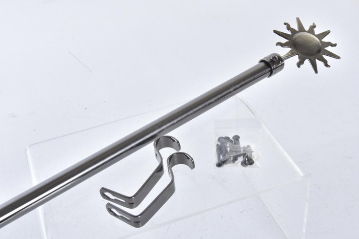 DKD Home Decor Barra Cortina Extensible 160-300 cm Gris Oscuro para 16/19mm Metal (4 Unidades)