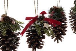 DKD Home Decor Decoracion Colgante Navidad Alpina Multicolor Piña 12 x 22 x 10 cm (8 Unidades)