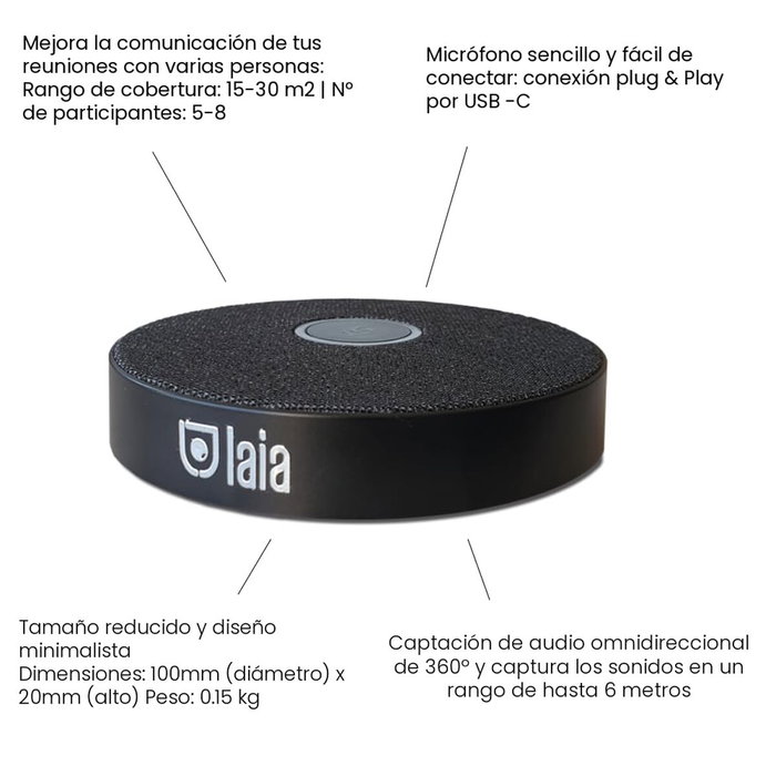 Laia Micrófono Profesional de Sobremesa USB BHM Negro