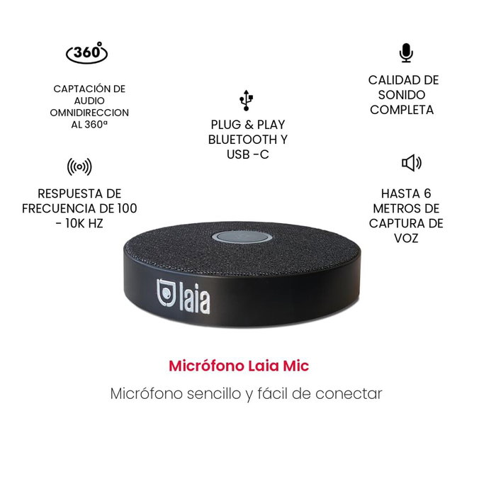 Laia Micrófono Profesional de Sobremesa USB BHM Negro