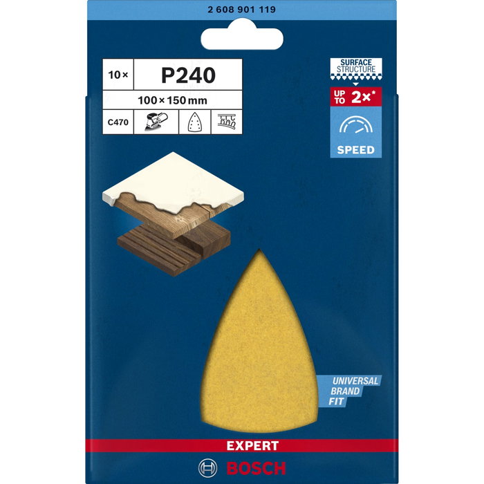 Bosch EXPERT C470 Papel de lija 100x150 mm K240 (10 unidades)