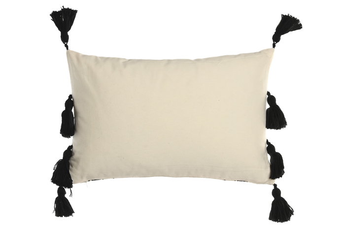 DKD Home Decor Cojín de Poliéster Blanco con Borlas 50x30 cm DKD Home Decor Cojín de Poliéster Blanco con Borlas 50x30 cm