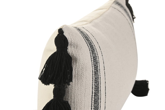DKD Home Decor Cojín de Poliéster Blanco con Borlas 50x30 cm DKD Home Decor Cojín de Poliéster Blanco con Borlas 50x30 cm