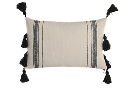 DKD Home Decor Cojín de Poliéster Blanco con Borlas 50x30 cm
