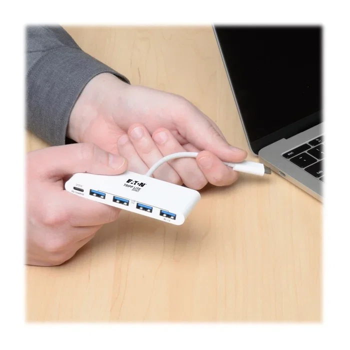 Eaton Tripp Lite Hub USB-C U460-004-4A-C con Power Delivery, 4 Puertos USB 3.2 Gen 1 Type-A, 5000 Mbit/s, Blanco