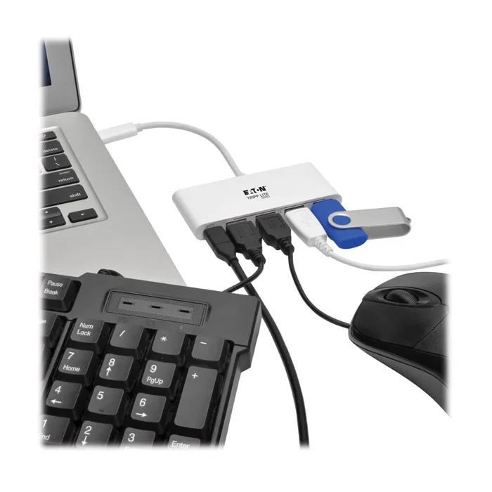 Eaton Tripp Lite Hub USB-C U460-004-4A-C con Power Delivery, 4 Puertos USB 3.2 Gen 1 Type-A, 5000 Mbit/s, Blanco
