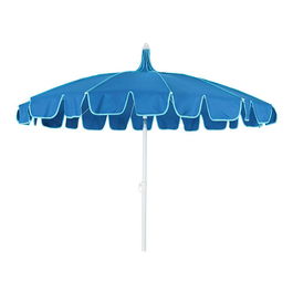Outdoor Living By Decoris Parasol de Jardín Azul con Ribete Verde Agua, Ø195 x 215 cm, 12 Varillas, Mástil de Acero, Inclinación, Altura Ajustable, Protección UV 400, Incluye Bolsa
