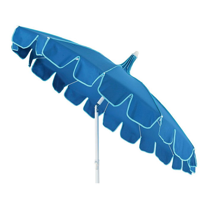 Outdoor Living By Decoris Parasol de Jardín Azul con Ribete Verde Agua, Ø195 x 215 cm, 12 Varillas, Mástil de Acero, Inclinación, Altura Ajustable, Protección UV 400, Incluye Bolsa
