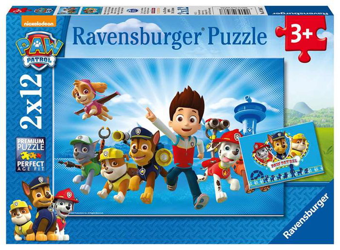 Ravensburger Puzzle Paw Patrol - 2 Puzzles de 12 Piezas Cada Uno con Mini Póster, Edad 8+ Años, Multilingüe (ES, EN, FR, DE, IT, NL, PT)