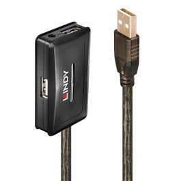 Lindy Hub USB 2.0 42635 con 4 puertos y 10 m de cable, Gris