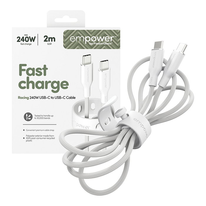 PanzerGlass empower™ Racing Cable USB-C to USB-C 240W 2M USB 2.0 Blanco