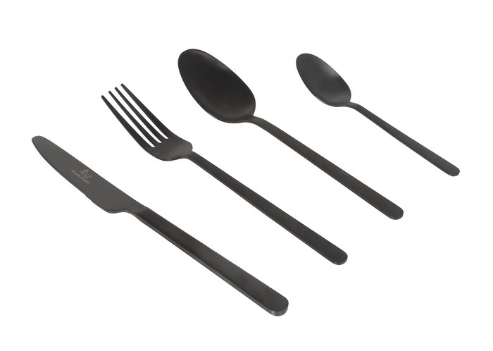 Santa Clara Cubertería de Acero Inoxidable 16 Piezas, Juego Antiga Negro, 20.6 cm Largo, Incluye Cuchara, Tenedor, Cuchillo (6 Unidades)