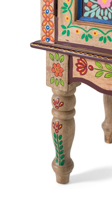 GINER Y COLOMER Recibidor de Madera de Mango con Puerta Decorada Artesanalmente GINER Y COLOMER Recibidor de Madera de Mango con Puerta Decorada Artesanalmente
