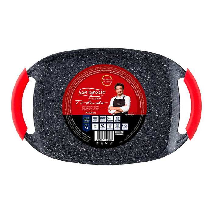 San Ignacio Asador Grill Toledo Aluminio Forjado Inducción Asas Silicona Tacto Suau 37 x 23,5 cm