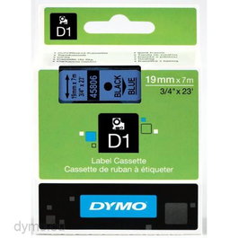 Dymo Cinta de Transferencia Térmica D1 45806 para Rotuladora LabelManager, Etiquetas Estándar de Poliéster Autoadhesivo, 19 mm x 7 m, Negro sobre Azul