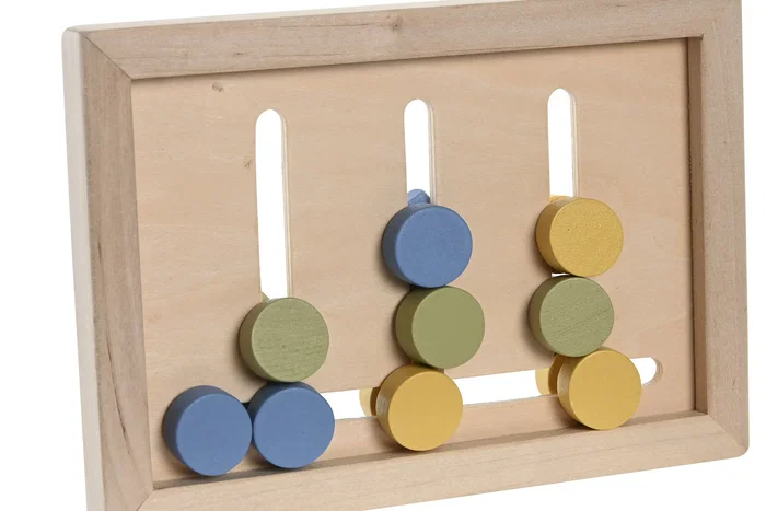 DKD Home Decor Set de 3 Juegos de Mesa de Madera Multicolor