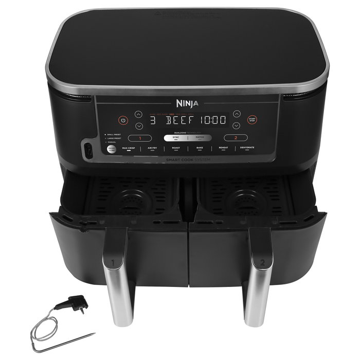 Ninja AF451EU Freidora de Aire Caliente Heißluftfritteuse, 9.5 L, 4 kg de Capacidad, 2470 W, Negro, Control Táctil