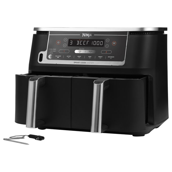 Ninja AF451EU Freidora de Aire Caliente Heißluftfritteuse, 9.5 L, 4 kg de Capacidad, 2470 W, Negro, Control Táctil