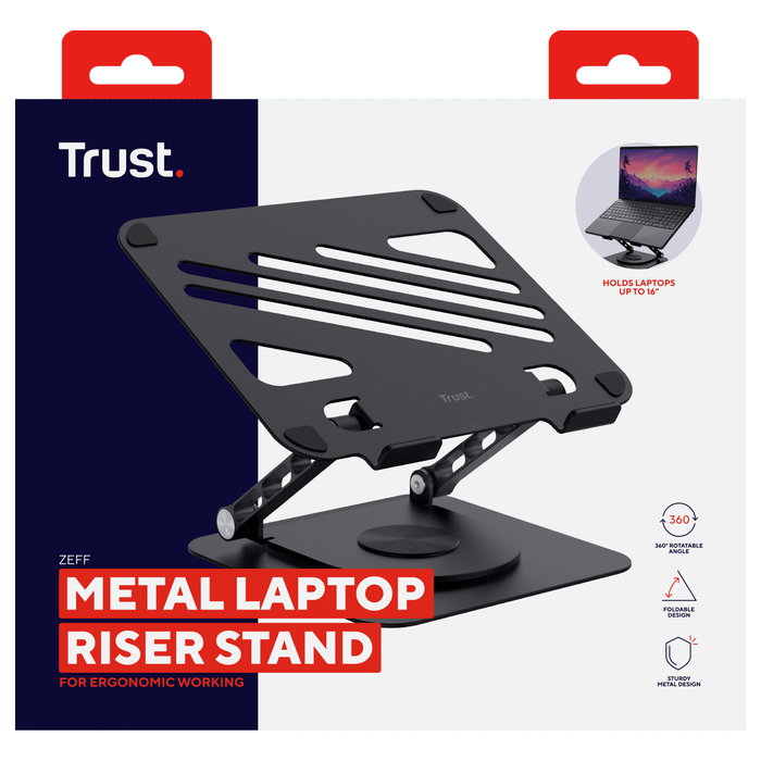 Trust Zeff Soporte para Portátil Plegable Giratorio Negro