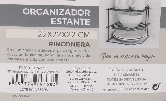 Confortime Estante Rinconera Cocina 22 x 22 x 22 cm (8 Unidades)