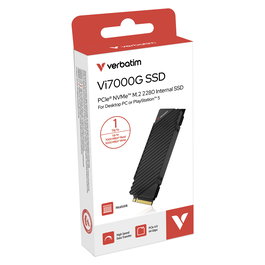 Verbatim Vi7000G SSD NVMe M.2 1TB PCIe 4.0 Velocidad Lectura 7000 MB/s Escritura 5000 MB/s Para Consolas de Juego