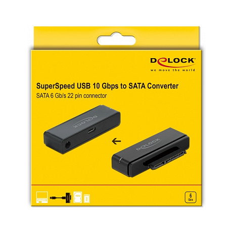 DeLOCK Convertidor USB Type-C 3.2 Gen 2 a SATA Negro DeLOCK Convertidor USB Type-C 3.2 Gen 2 a SATA Negro