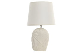 DKD Home Decor Lámpara de Sobremesa de Gres y Poliéster Crudo/Blanco