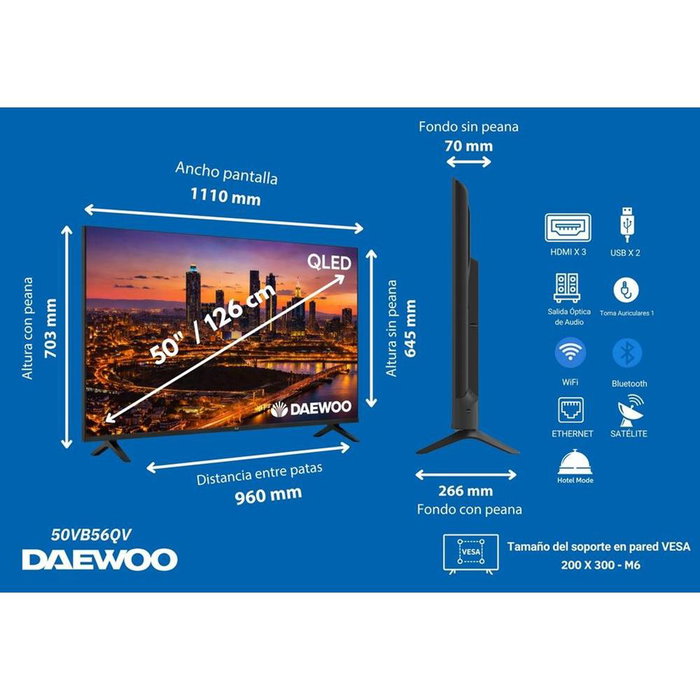 Daewoo 50VB56QV Smart TV QLED 4K UHD de 50 pulgadas Daewoo 50VB56QV Smart TV QLED 4K UHD de 50 pulgadas