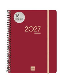 Finocam Agenda Anual Ikon 16 Meses 2026-27 con Goma Burdeos