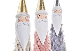 DKD Home Decor Figura Navidad Fantasia Beige Gris Rosa Dorado Metal Lana 5.5 x 25 x 5.5 cm (6 Unidades)
