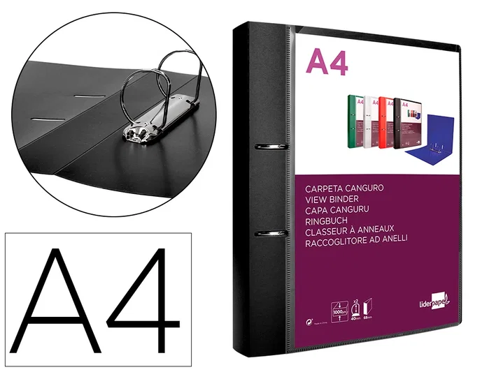 Liderpapel Carpeta de anillas mixtas Negro Opaco DIN A4 Liderpapel Carpeta de anillas mixtas Negro Opaco DIN A4